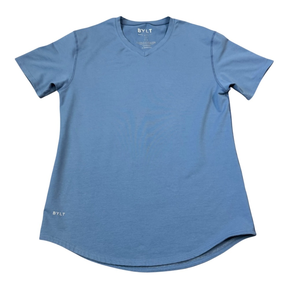 Bylt Basics Drop Cut Lux Blue Soft Stretch Short Sleeve Shirt Men's Large